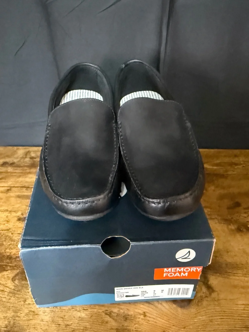 Sperry Men’s Black Leather Moc Toe Slip-Ons